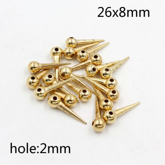 100Pcs 26x8mm Basketball Wives round ball Spikes Acrylic gold(not good but cheap), hole: 2mm