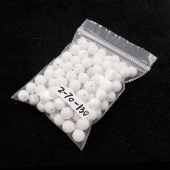130pcs Acrylic 8mm Smooth Round Solid Opaque white Ball Beads