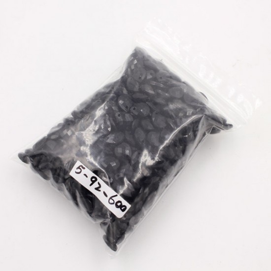 600Pcs Black Acrylic Faceted Beads Tear Top Hole Beads 8x10x4mm