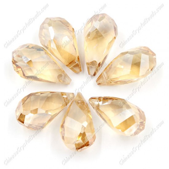 10Pcs Crystal helix Teardrop  bead Pendant, 12x22mm, hole:1.5mm, golden shadow