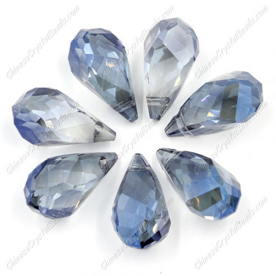 10Pcs Crystal helix Teardrop  bead Pendant, 12x22mm, hole:1.5mm, magic blue