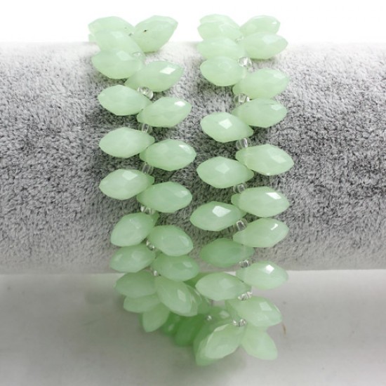 95Pcs 6x12mm Chinese Crystal Briolette Strand, green jade