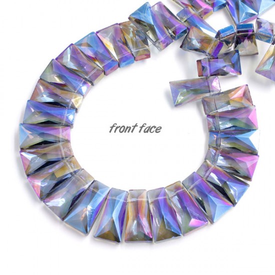 20pcs Faceted Trapezium Crystal Beads, blue light A, hole: 1.5mm, 20x10x7mm