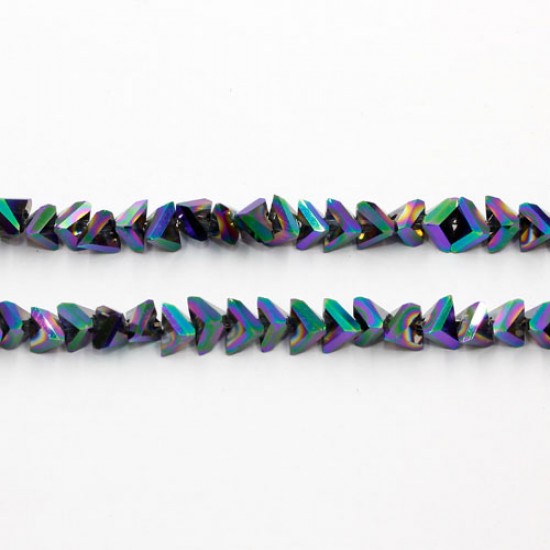 Triangle Crystal Beads, 4mm 6mm, green rainbow light
