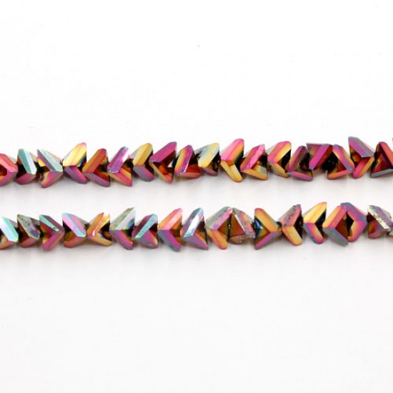 Triangle Crystal Beads, 4mm 6mm, red rainbow light