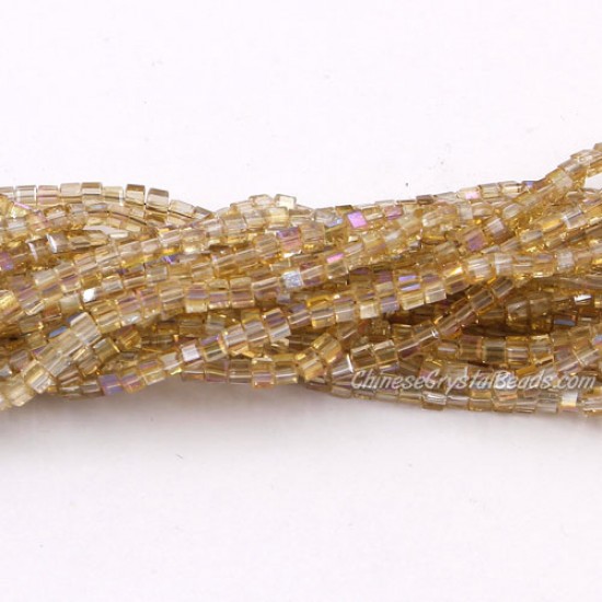 190pcs 2mm Cube Crystal Beads, champagne AB