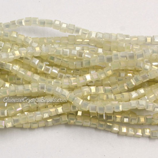 190pcs 2mm Cube Crystal Beads, opaque yellow light