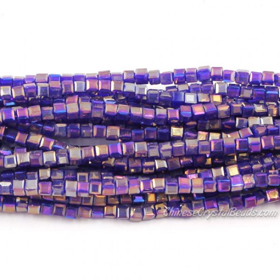 190pcs 2mm Cube Crystal Beads, sapphire AB