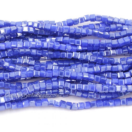 190pcs 2mm Cube Crystal Beads, opaque med sapphire