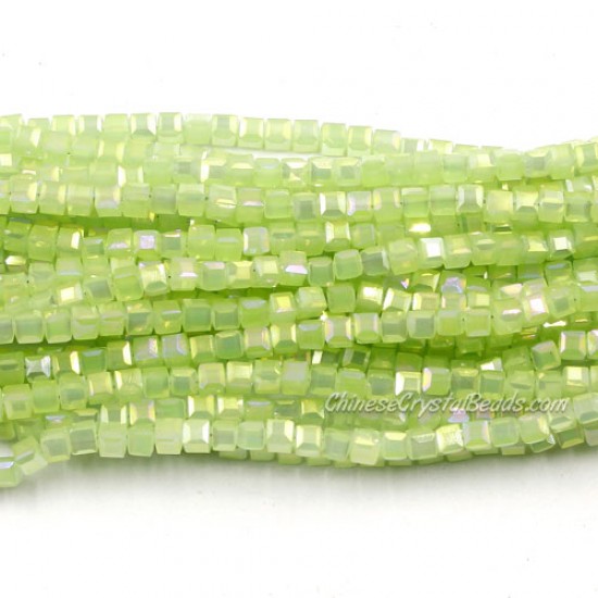 190pcs 2mm Cube Crystal Beads, green jade