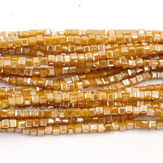 190pcs 2mm Cube Crystal Beads, yellow candy