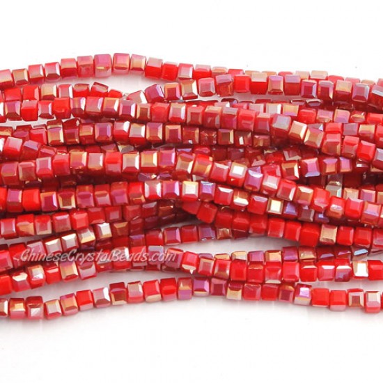 190pcs 2mm Cube Crystal Beads, opaque color 54