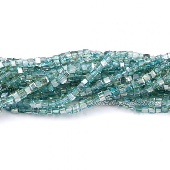 190pcs 2mm Cube Crystal Beads, emerald satin