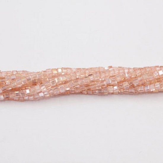 190pcs 2mm Cube Crystal Beads, rosaline AB