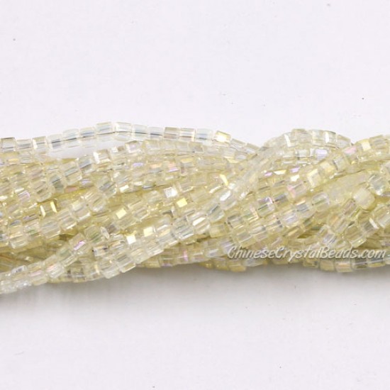 190pcs 2mm Cube Crystal Beads, yellow light