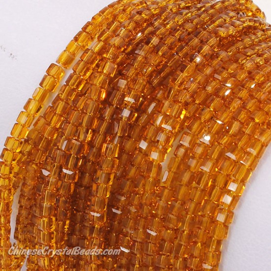 2x2mm cube crytsal beads, amber, 195pcs