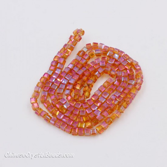 190pcs 2mm Cube Crystal Beads, opaque color 12