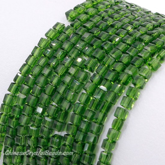 2x2mm cube crytsal beads, dark green, 195pcs