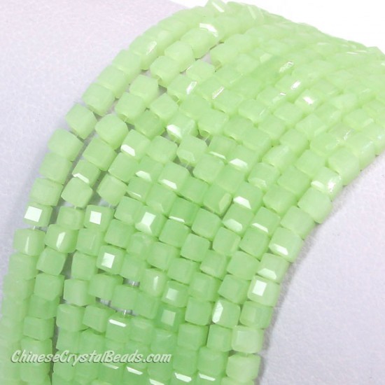 2x2mm cube crytsal beads, green jade, 195pcs