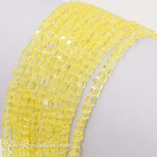 2x2mm cube crytsal beads, lt yellow, 195pcs