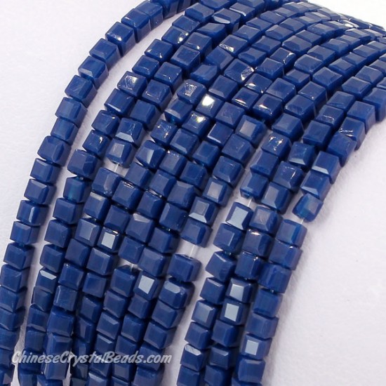 2x2mm cube crytsal beads, opaque dark blue, 195pcs