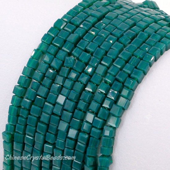 2x2mm cube crytsal beads, opaque dark emerald, 195pcs