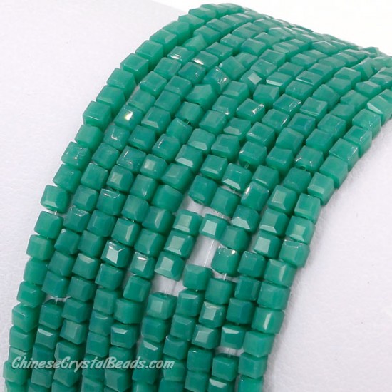 2x2mm cube crytsal beads, opaque emerald, 195pcs