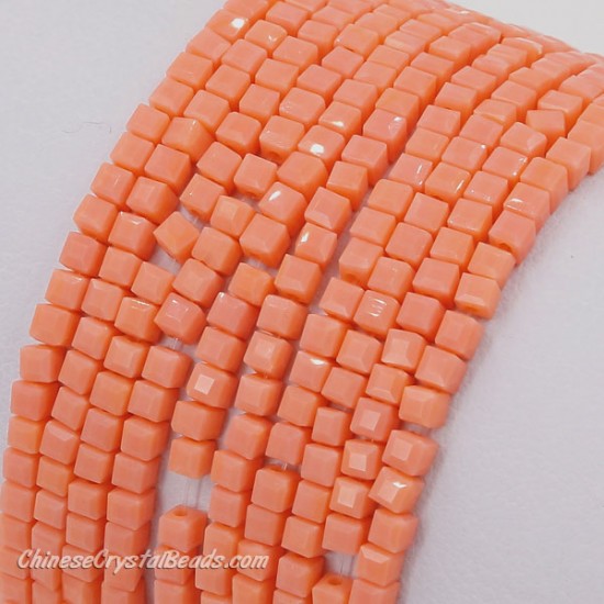 2x2mm cube crytsal beads, opaque lt coral, 195pcs