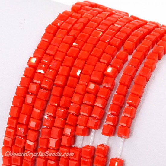2x2mm cube crytsal beads, opaque red velet 1, 195pcs