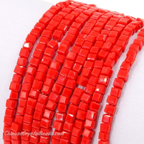 2x2mm cube crytsal beads, opaque red velet 2, 195pcs