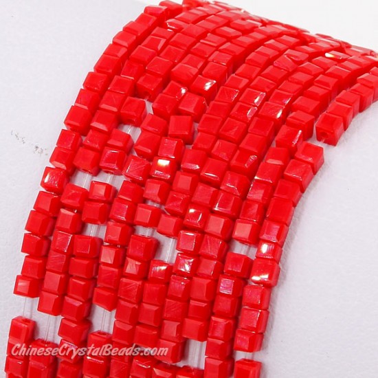 2x2mm cube crytsal beads, opaque red velet 3, 195pcs