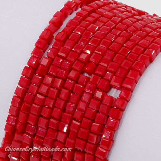 2x2mm cube crytsal beads, opaque red velet 5, 195pcs
