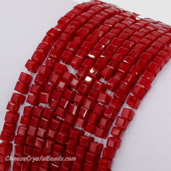 2x2mm cube crytsal beads, opaque red velet 6, 195pcs