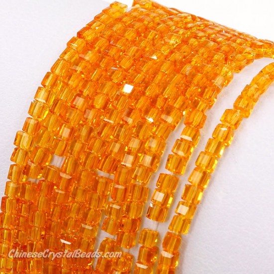 2x2mm cube crytsal beads, orange, 195pcs
