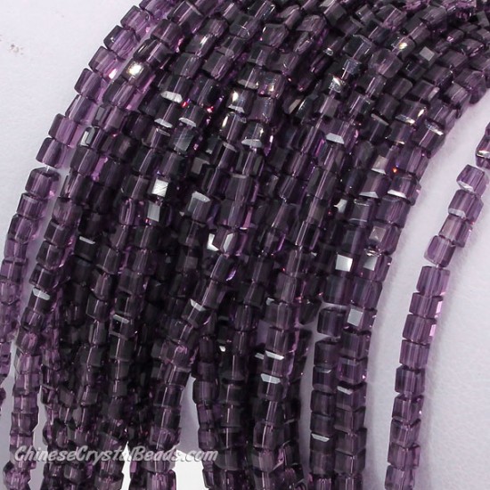 2x2mm cube crytsal beads, violet, 195pcs