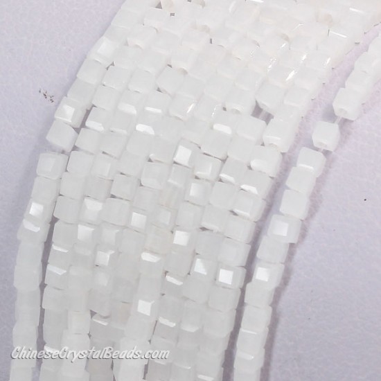 2x2mm cube crytsal beads, white jade, 195pcs