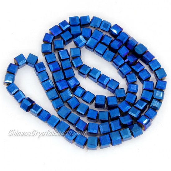 98Pcs 4mm Cube Crystal Beads, blue light