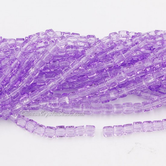 98Pcs 4mm Cube Crystal beads, paint purple