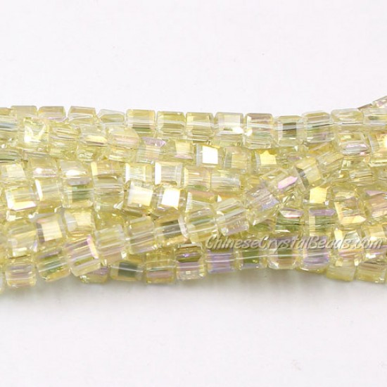 98Pcs 4mm Cube Crystal Beads, yellow light