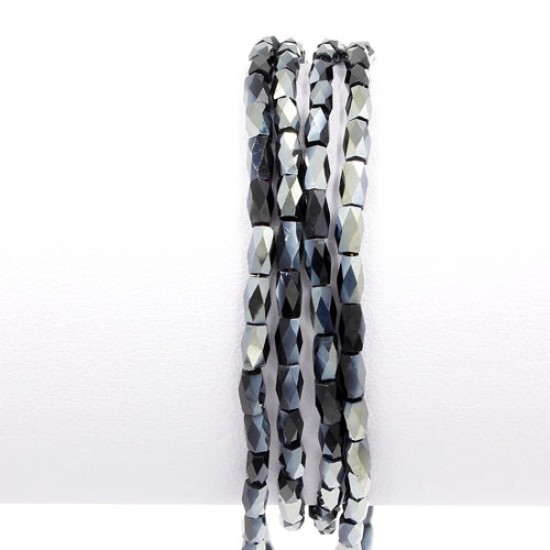 cuboid crystal beads, 2x2x5mm, black2, 95pcs per strand