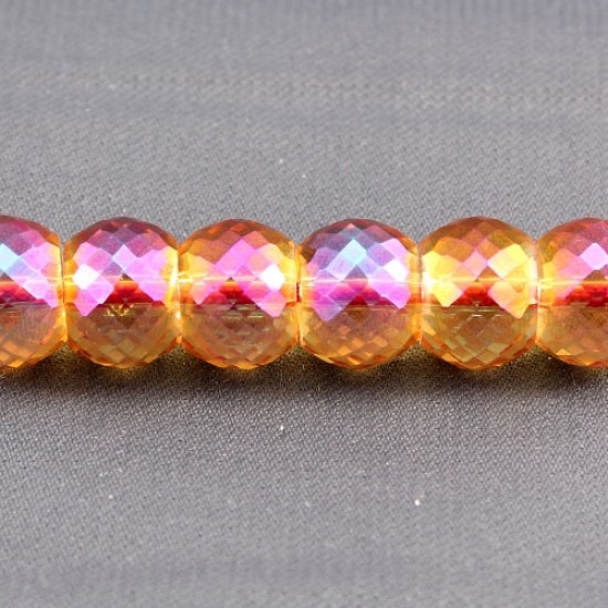 12pcs Rondelle Drum Faceted Crystal Beads,9x12mm, hole:1.5mm, orange light