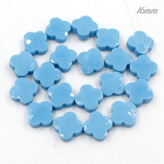 flower faceted crystal beads, 16mm, opaque turquoise, 1 Pc