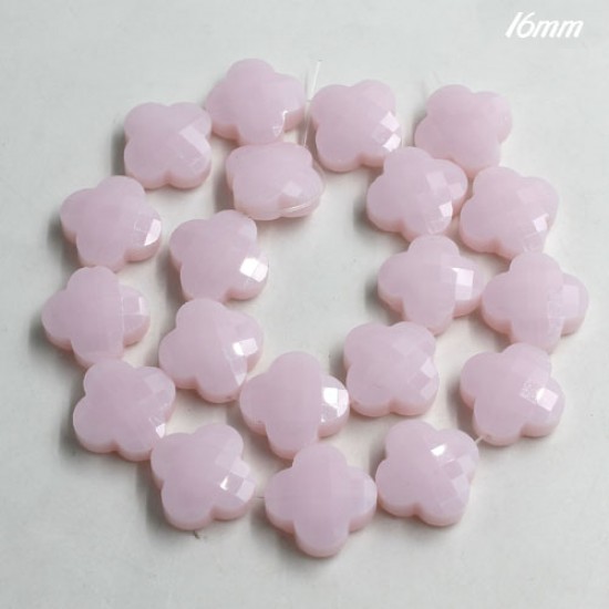flower faceted crystal beads, 16mm, opaque pink, 1 Pc