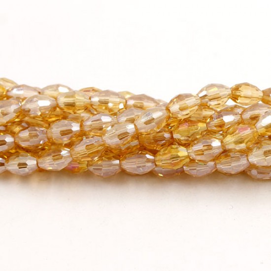 6x9mm 70Pcs Chinese Barrel Shaped crystal beads, G champagne AB