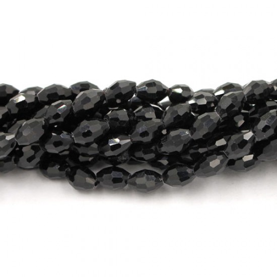6x9mm 70Pcs Chinese Barrel Shaped crystal beads, black