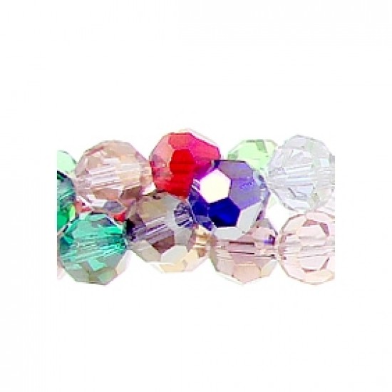 8mm round crystal beads, Multi-Color,about 70 beads
