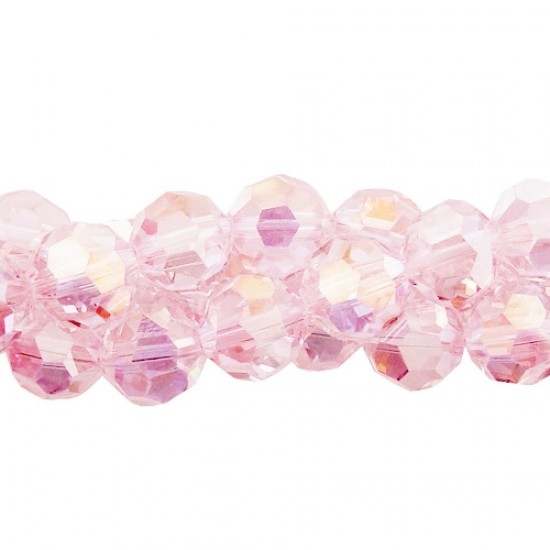 6mm round crystyal beads, Lt. Pink AB,about 95 beads