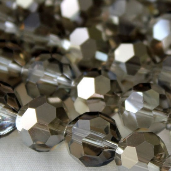 10mm round crystal beads , Silver shade, 20 Beads
