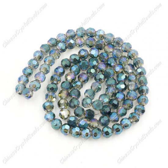 4mm chinese round crystal beads, green light, about 95 beads