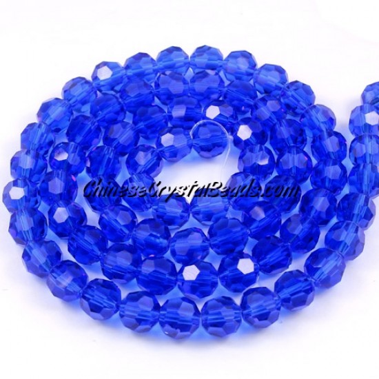 8mm round crystal beads, sapphire,about 70 beads
